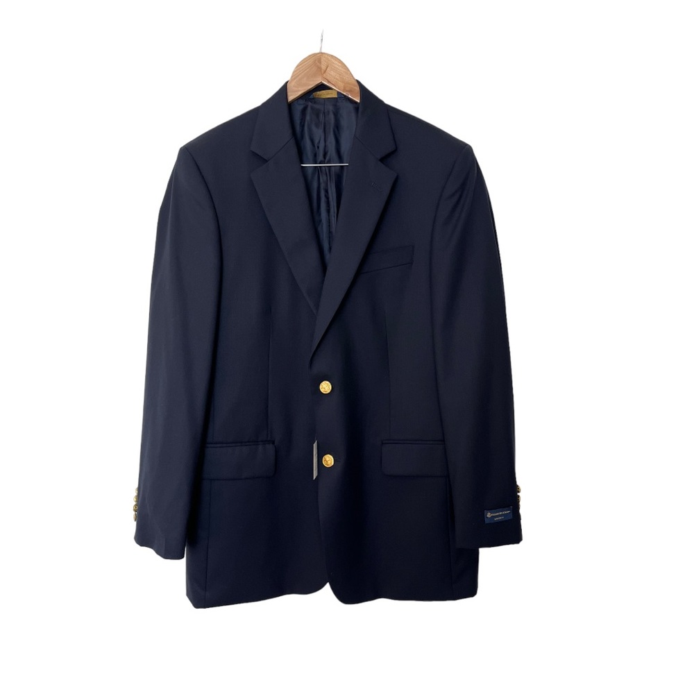 NWT Brooks Brothers Navy Wool Blazer Madison Fit Gold Buttons 40L    0530